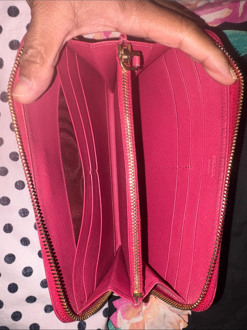 Prada Saffiano Zip-Around Wallet in Peonia Pink with Gold Hardware - Picture 2 of 15